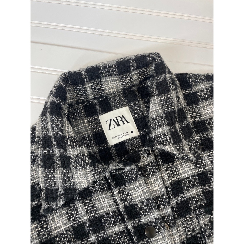 Zara Monochrome Checkered Utility Jacket Size M - Picture 2 of 6